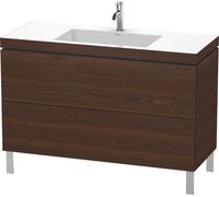 Duravit L-Cube c-bonded Ensemble vertical, 2 tiroirs, sans trop-plein, 1 trou pour robinet, 1200x698x480mm, LC6939O6969, Couleur: Noyer brossé Placage bois véritable