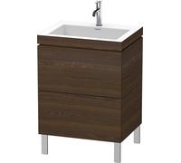 Duravit L-Cube c-bonded Ensemble vertical, 2 tiroirs, sans trop-plein, 1 trou pour robinet, 600x698x480mm, LC6936O6969, Couleur: Noyer brossé Placage bois véritable