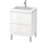 Duravit L-Cube c-bonded Ensemble vertical, 2 tiroirs, sans trop-plein, 1 trou pour robinet, 600x698x480mm, LC6936O3030, Couleur: Décor chêne naturel