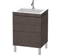 Duravit L-Cube c-bonded Ensemble vertical, 2 tiroirs, sans trop-plein, 1 trou pour robinet, 600x698x480mm, LC6936O7272, Couleur: placage en chêne véritable brossé foncé