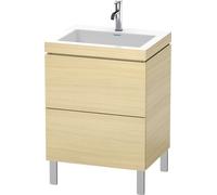 Duravit L-Cube c-bonded Ensemble vertical, 2 tiroirs, sans trop-plein, 1 trou pour robinet, 600x698x480mm, LC6936O7171, Couleur: Placage chêne méditerranéen en bois véritable