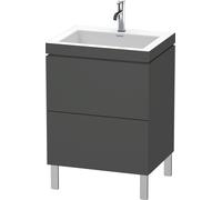 Duravit L-Cube c-bonded Ensemble vertical, 2 tiroirs, sans trop-plein, 1 trou pour robinet, 600x698x480mm, LC6936O4949, Couleur: Décor graphite mat