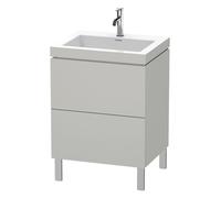 Duravit L-Cube c-bonded Ensemble vertical, 2 tiroirs, sans trop-plein, 1 trou pour robinet, 600x698x480mm, LC6936O0707, Couleur: DÃ©cor gris bÃ©ton mat