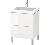 Duravit L-Cube c-bonded Ensemble vertical, 2 tiroirs, sans trop-plein, 1 trou pour robinet, 600x698x480mm, LC6936O2222, Couleur: Décor blanc brillant