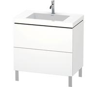 Duravit L-Cube c-bonded Ensemble vertical, 2 tiroirs, sans trop-plein, 1 trou pour robinet, 800x698x480mm, LC6937O8484, Couleur: Blanc super mat Décor