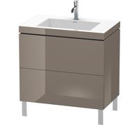 Duravit L-Cube c-bonded Ensemble vertical, 2 tiroirs, sans trop-plein, 1 trou pour robinet, 800x698x480mm, LC6937O8989, Couleur: Laque haute brillance Gris Flanelle