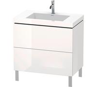Duravit L-Cube c-bonded Ensemble vertical, 2 tiroirs, sans trop-plein, 1 trou pour robinet, 800x698x480mm, LC6937O2222, Couleur: Décor blanc brillant