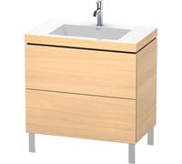 Duravit L-Cube c-bonded Ensemble vertical, 2 tiroirs, sans trop-plein, 1 trou pour robinet, 800x698x480mm, LC6937O7171, Couleur: Placage chêne méditerranéen en bois véritable