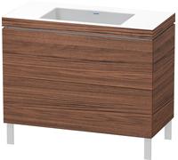 Duravit L-Cube c-bonded Ensemble vertical, 2 tiroirs, sans trop-plein, sans trou pour robinetterie, 1000x698x480mm, LC6938N2121, Couleur: DÃ©cor noyer foncÃ©