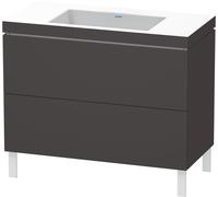 Duravit L-Cube c-bonded Ensemble vertical, 2 tiroirs, sans trop-plein, sans trou pour robinetterie, 1000x698x480mm, LC6938N8080, Couleur: Décor graphite super mat