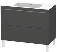 Duravit L-Cube c-bonded Ensemble vertical, 2 tiroirs, sans trop-plein, sans trou pour robinetterie, 1000x698x480mm, LC6938N4949, Couleur: Décor graphite mat