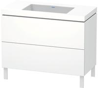 Duravit L-Cube c-bonded Ensemble vertical, 2 tiroirs, sans trop-plein, sans trou pour robinetterie, 1000x698x480mm, LC6938N1818, Couleur: Décor blanc mat
