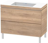 Duravit L-Cube c-bonded Ensemble vertical, 2 tiroirs, sans trop-plein, sans trou pour robinetterie, 1000x698x480mm, LC6938N5555, Couleur: Décor chêne marbré