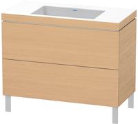 L-Cube Duravit vasque LC6938N3030 100 x 48 cm, sans trou pour robinet, chêne naturel, 2 coulissants, au sol