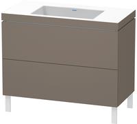 Duravit L-Cube c-bonded Ensemble vertical, 2 tiroirs, sans trop-plein, sans trou pour robinetterie, 1000x698x480mm, LC6938N9090, Couleur: Flanelle Vernis gris satiné mat soyeux