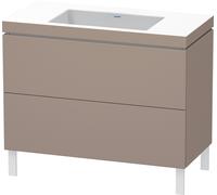 Duravit L-Cube c-bonded Ensemble vertical, 2 tiroirs, sans trop-plein, sans trou pour robinetterie, 1000x698x480mm, LC6938N4343, Couleur: Décor basalte mat