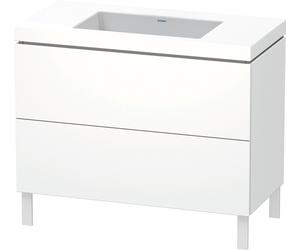Duravit L-Cube c-bonded Ensemble vertical, 2 tiroirs, sans trop-plein, sans trou pour robinetterie, 1000x698x480mm, LC6938N8484, Couleur: Blanc super mat Décor