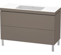 Duravit L-Cube c-bonded Ensemble vertical, 2 tiroirs, sans trop-plein, sans trou pour robinetterie, 1200x698x480mm, LC6939N9090, Couleur: Flanelle Vernis gris satiné mat soyeux