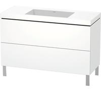 Duravit L-Cube c-bonded Ensemble vertical, 2 tiroirs, sans trop-plein, sans trou pour robinetterie, 1200x698x480mm, LC6939N8484, Couleur: Blanc super mat Décor