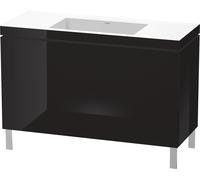 L-Cube Duravit vasque LC6939N4040 120 x 48 cm, sans trou pour robinet, noir brillant, 2 coulissants, au sol