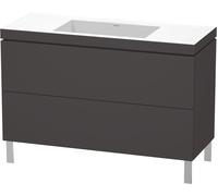 Duravit L-Cube c-bonded Ensemble vertical, 2 tiroirs, sans trop-plein, sans trou pour robinetterie, 1200x698x480mm, LC6939N8080, Couleur: Décor graphite super mat