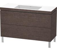 Duravit L-Cube c-bonded Ensemble vertical, 2 tiroirs, sans trop-plein, sans trou pour robinetterie, 1200x698x480mm, LC6939N7272, Couleur: placage en chêne véritable brossé foncé