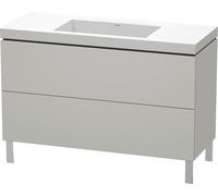 L-Cube Duravit vasque LC6939N0707 120 x 48 cm, sans trou pour robinet, gris béton mat, 2 coulissants, au sol