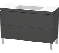 Duravit L-Cube c-bonded Ensemble vertical, 2 tiroirs, sans trop-plein, sans trou pour robinetterie, 1200x698x480mm, LC6939N4949, Couleur: Décor graphite mat