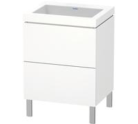 Duravit L-Cube c-bonded Ensemble vertical, 2 tiroirs, sans trop-plein, sans trou pour robinetterie, 600x698x480mm, LC6936N1818, Couleur: Décor blanc mat