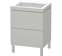 Duravit L-Cube c-bonded Ensemble vertical, 2 tiroirs, sans trop-plein, sans trou pour robinetterie, 600x698x480mm, LC6936N0707, Couleur: DÃ©cor gris bÃ©ton mat