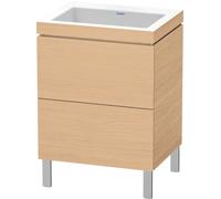 Duravit L-Cube c-bonded Ensemble vertical, 2 tiroirs, sans trop-plein, sans trou pour robinetterie, 600x698x480mm, LC6936N3030, Couleur: Décor chêne naturel