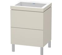 Duravit L-Cube c-bonded Ensemble vertical, 2 tiroirs, sans trop-plein, sans trou pour robinetterie, 600x698x480mm, LC6936N8383, Couleur: Décor taupe super mat