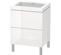 Duravit L-Cube c-bonded Ensemble vertical, 2 tiroirs, sans trop-plein, sans trou pour robinetterie, 600x698x480mm, LC6936N2222, Couleur: Décor blanc brillant