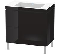 L-Cube Duravit vasque LC6937N4040 80 x 48 cm, sans trou pour robinet, noir brillant, 2 coulissants, au sol