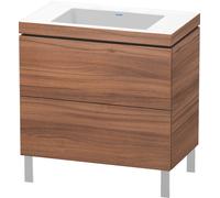 Duravit L-Cube c-bonded Ensemble vertical, 2 tiroirs, sans trop-plein, sans trou pour robinetterie, 800x698x480mm, LC6937N7979, Couleur: Décor noyer naturel