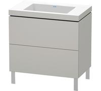 Duravit L-Cube c-bonded Ensemble vertical, 2 tiroirs, sans trop-plein, sans trou pour robinetterie, 800x698x480mm, LC6937N0707, Couleur: DÃ©cor gris bÃ©ton mat