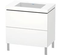 Duravit L-Cube c-bonded Ensemble vertical, 2 tiroirs, sans trop-plein, sans trou pour robinetterie, 800x698x480mm, LC6937N8484, Couleur: Blanc super mat Décor