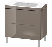 Duravit L-Cube c-bonded Ensemble vertical, 2 tiroirs, sans trop-plein, sans trou pour robinetterie, 800x698x480mm, LC6937N8989, Couleur: Laque haute brillance Gris Flanelle