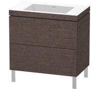 Duravit L-Cube c-bonded Ensemble vertical, 2 tiroirs, sans trop-plein, sans trou pour robinetterie, 800x698x480mm, LC6937N7272, Couleur: placage en chêne véritable brossé foncé