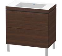 Duravit L-Cube c-bonded Ensemble vertical, 2 tiroirs, sans trop-plein, sans trou pour robinetterie, 800x698x480mm, LC6937N6969, Couleur: Noyer brossé Placage bois véritable