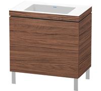 L-Cube Duravit vasque LC6937N2121 80 x 48 cm, sans trou pour robinet, noyer foncé, 2 coulissants, au sol