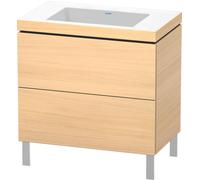 L-Cube Duravit vasque LC6937N7171 80 x 48 cm, sans trou pour robinet, chêne méditerranéen, 2 coulissants, au sol