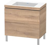 Duravit L-Cube c-bonded Ensemble vertical, 2 tiroirs, sans trop-plein, sans trou pour robinetterie, 800x698x480mm, LC6937N5555, Couleur: Décor chêne marbré