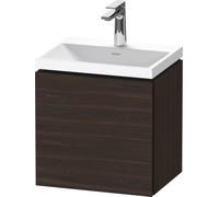 Duravit L-Cube c-shaped Ensemble suspendu, 1 porte, charnière à gauche, sans trop-plein, 1 trou pour robinet, 450x480x350mm, LC6948O69690000, Couleur: Noyer brossé Placage bois véritable
