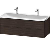 Duravit L-Cube c-shaped Ensemble suspendu, 2 tiroirs, 2 plans de toilette, sans trop-plein, 2 trous pour robinetterie, 1200x480x480mm, LC6954O69690000, Couleur: Noyer brossé Placage bois véritable