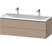 Duravit L-Cube c-shaped Ensemble suspendu, 2 tiroirs, 2 plans de toilette, sans trop-plein, 2 trous pour robinetterie, 1200x480x480mm, LC6954O75750000, Couleur: Décor en lin