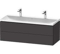 Duravit L-Cube c-shaped Ensemble suspendu, 2 tiroirs, 2 plans de toilette, sans trop-plein, 2 trous pour robinetterie, 1200x480x480mm, LC6954O80800000, Couleur: Décor graphite super mat