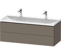 Duravit L-Cube c-shaped Ensemble suspendu, 2 tiroirs, 2 plans de toilette, sans trop-plein, 2 trous pour robinetterie, 1200x480x480mm, LC6954O90900000, Couleur: Flanelle Vernis gris satiné mat soyeux