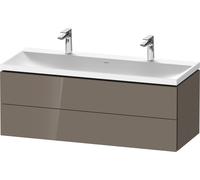 Duravit L-Cube c-shaped Ensemble suspendu, 2 tiroirs, 2 plans de toilette, sans trop-plein, 2 trous pour robinetterie, 1200x480x480mm, LC6954O89890000, Couleur: Laque haute brillance Gris Flanelle