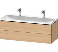 Duravit L-Cube c-shaped Ensemble suspendu, 2 tiroirs, 2 plans de toilette, sans trop-plein, 2 trous pour robinetterie, 1200x480x480mm, LC6954O30300000, Couleur: Décor chêne naturel